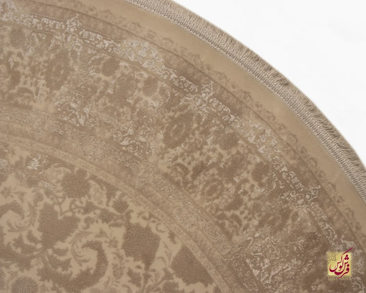 فرش گرد وینتیج 3015 نسکافه‌ای کرم - تصویر 2
