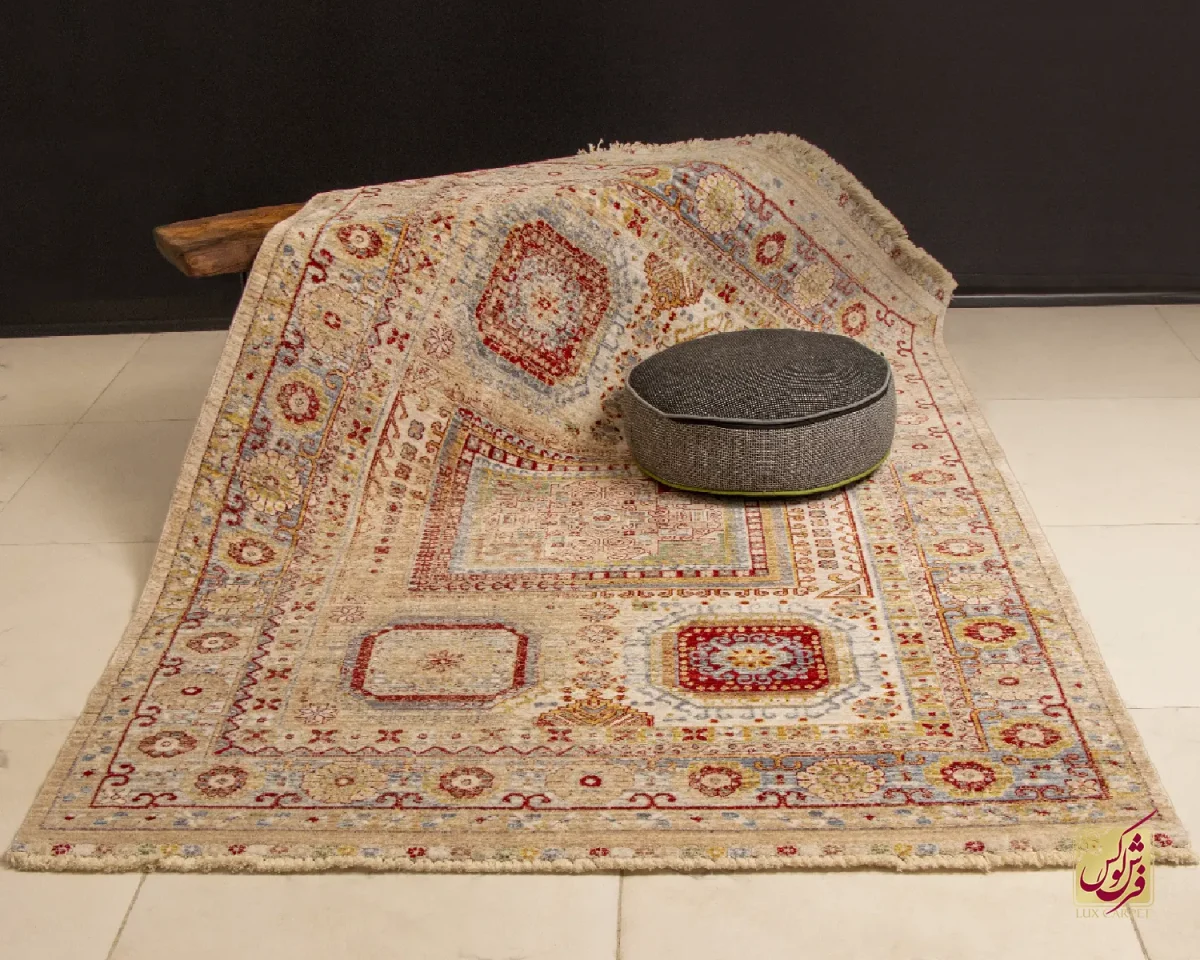 فرش وینتیج 30153 کرم نسکافه ای - تصویر 1