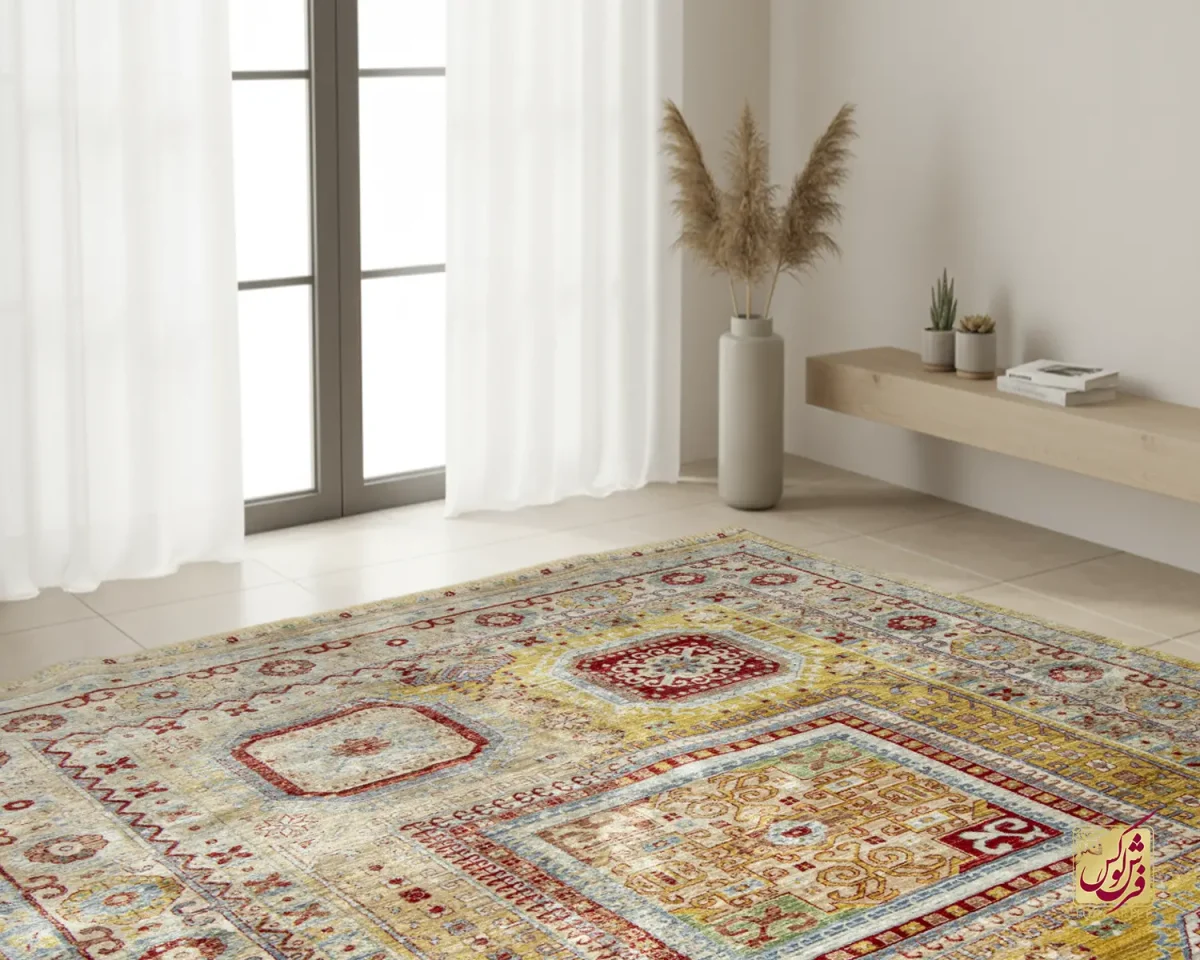 فرش وینتیج 30156 کرم لیمویی - تصویر 1