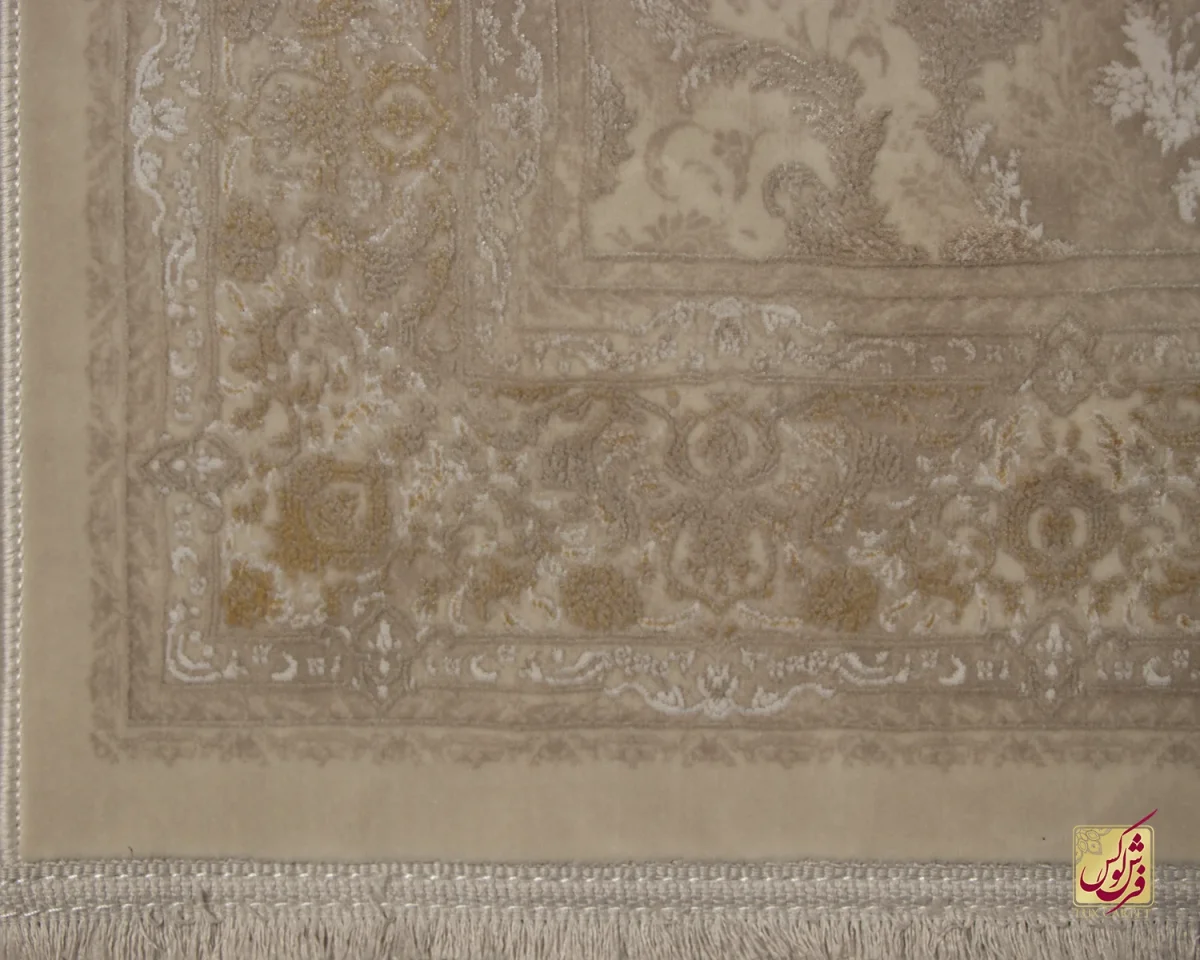 فرش کناره وینتیج 3017 نسکافه‌ای کرم حاشیه آجری - تصویر 4