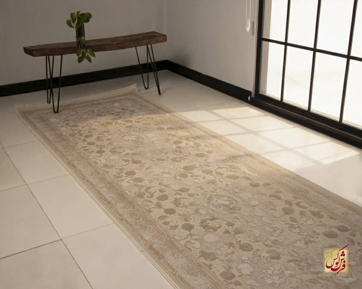 فرش کناره وینتیج 3017 نسکافه‌ای کرم حاشیه آجری - تصویر 7