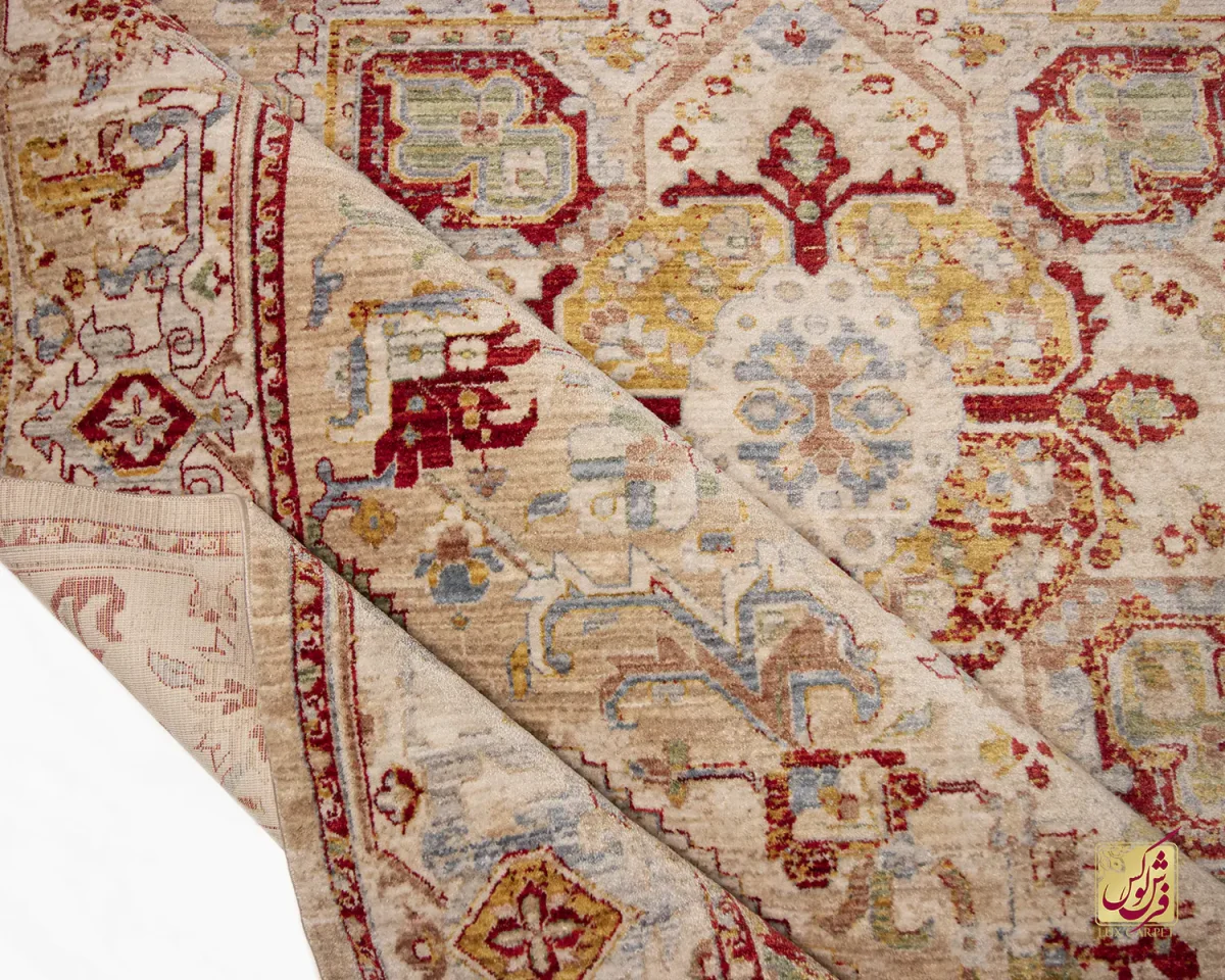 فرش وینتیج 30187 کرم نسکافه‌ای - تصویر 2