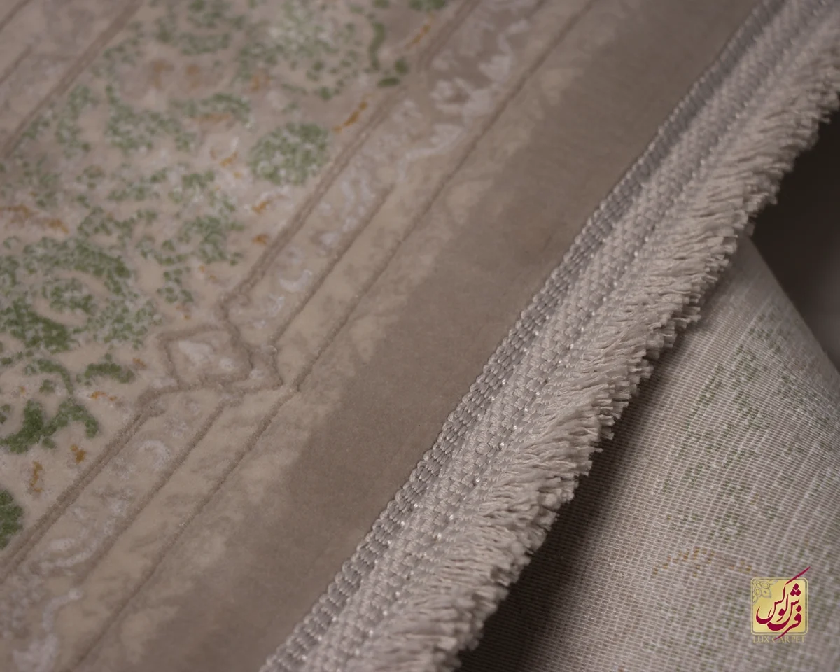 فرش کناره وینتیج 3020 نسکافه‌ای آجری حاشیه سبز - تصویر 9