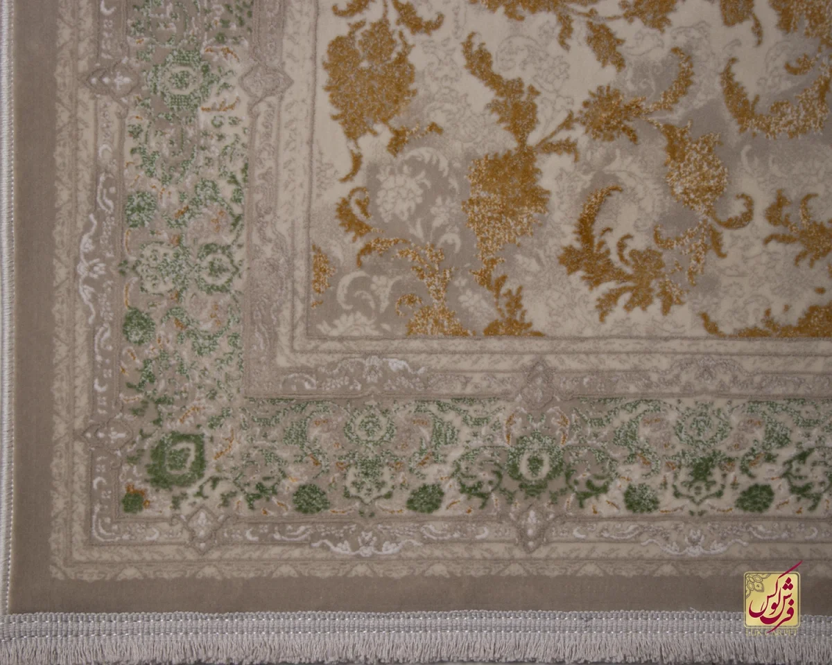فرش کناره وینتیج 3020 نسکافه‌ای آجری حاشیه سبز - تصویر 5