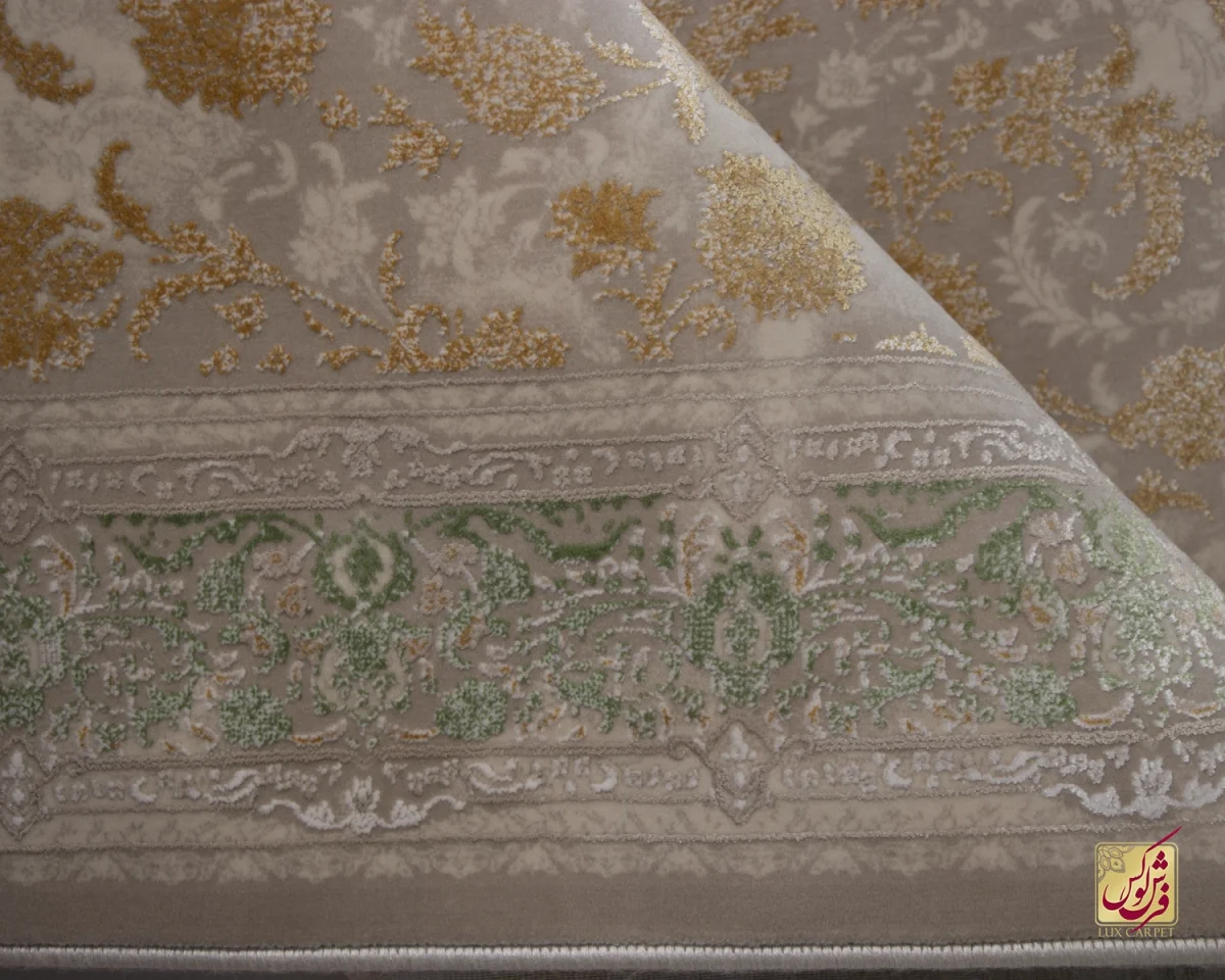 فرش کناره وینتیج 3020 نسکافه‌ای آجری حاشیه سبز - تصویر 6