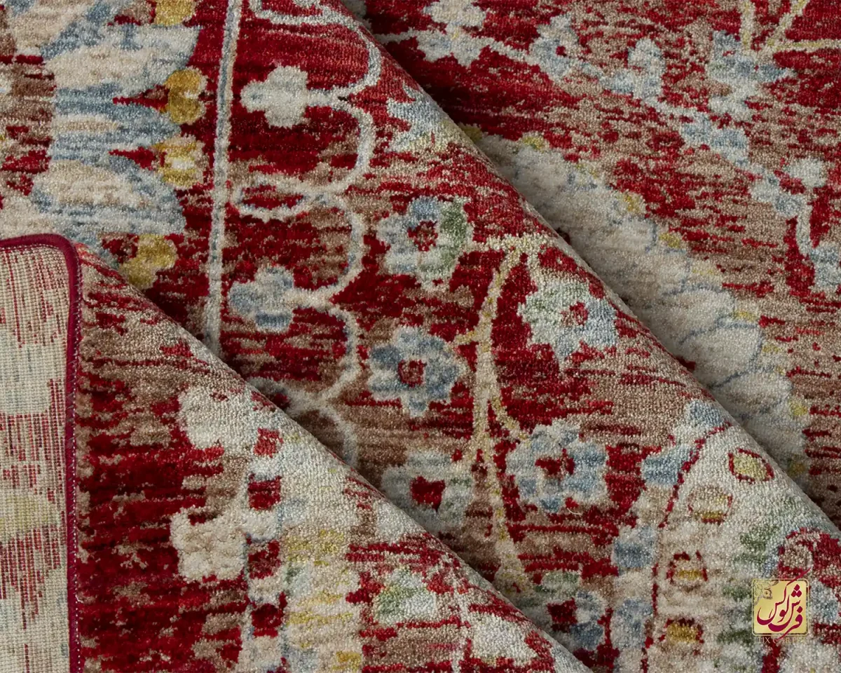 فرش وینتیج 30202 قرمز کرم - تصویر 7