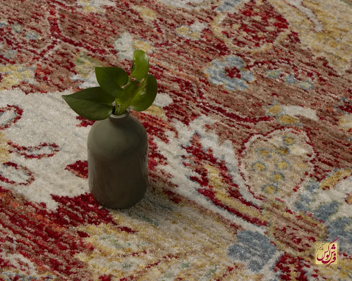 فرش وینتیج 30219 قرمز کرم - تصویر 10