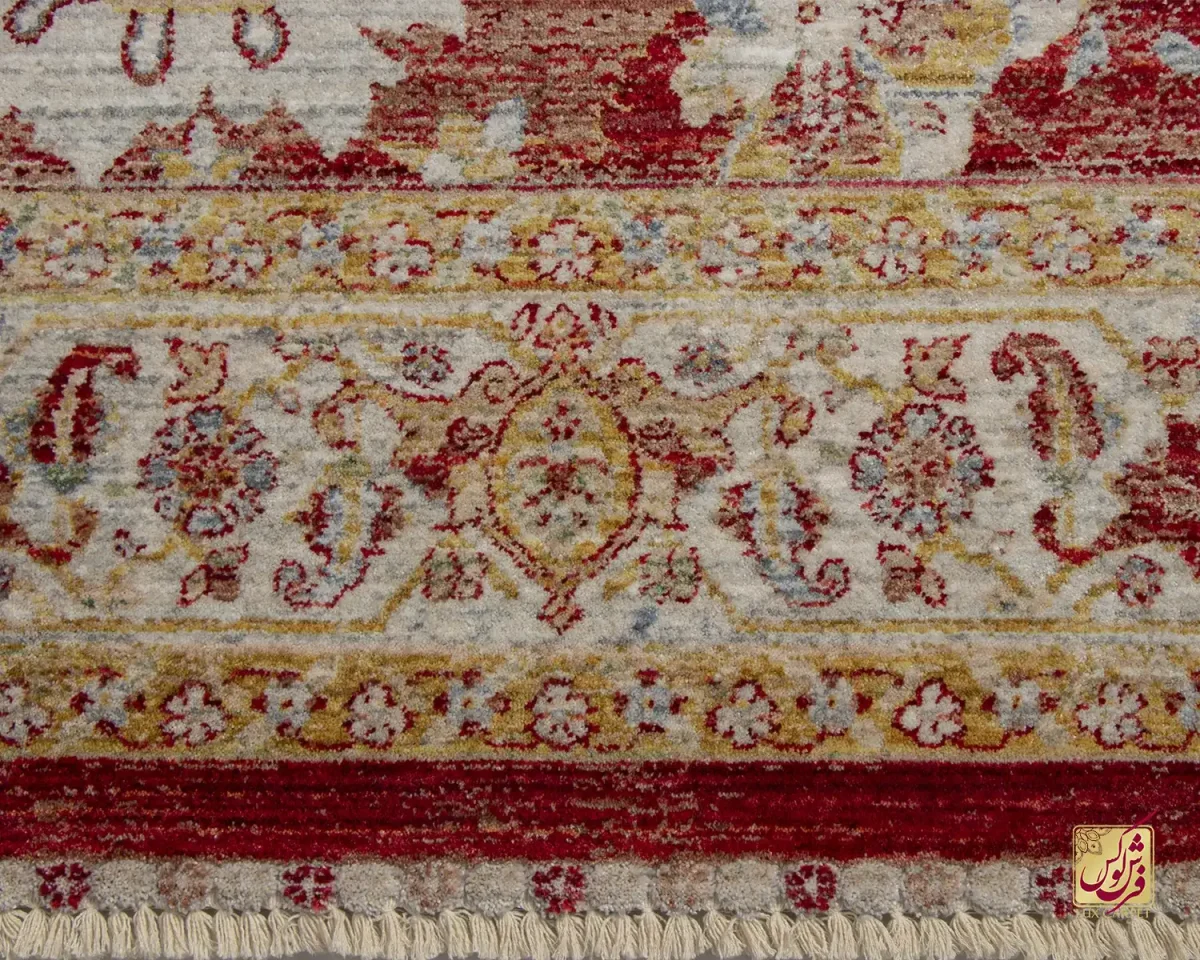 فرش وینتیج 30219 قرمز کرم - تصویر 5