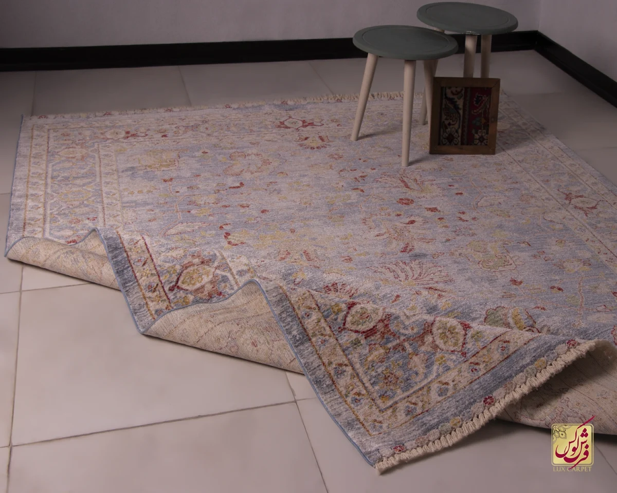 فرش وینتیج 30220 آبی کرم - تصویر 1
