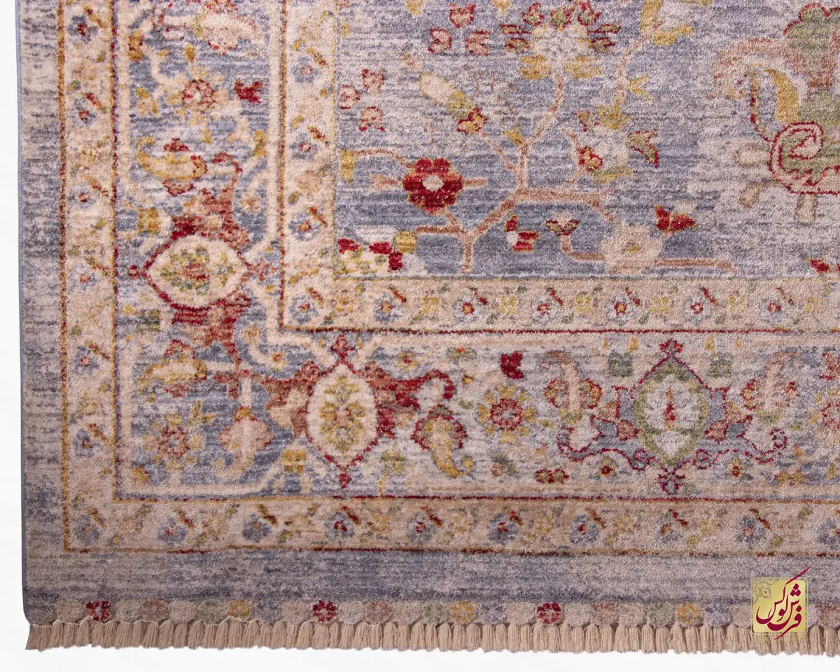 فرش وینتیج 30220 آبی کرم - تصویر 8