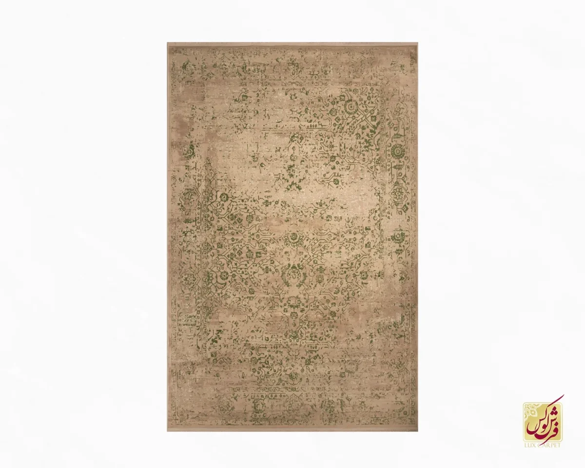 فرش وینتیج 3050 نسکافه‌ای سبز - تصویر 2