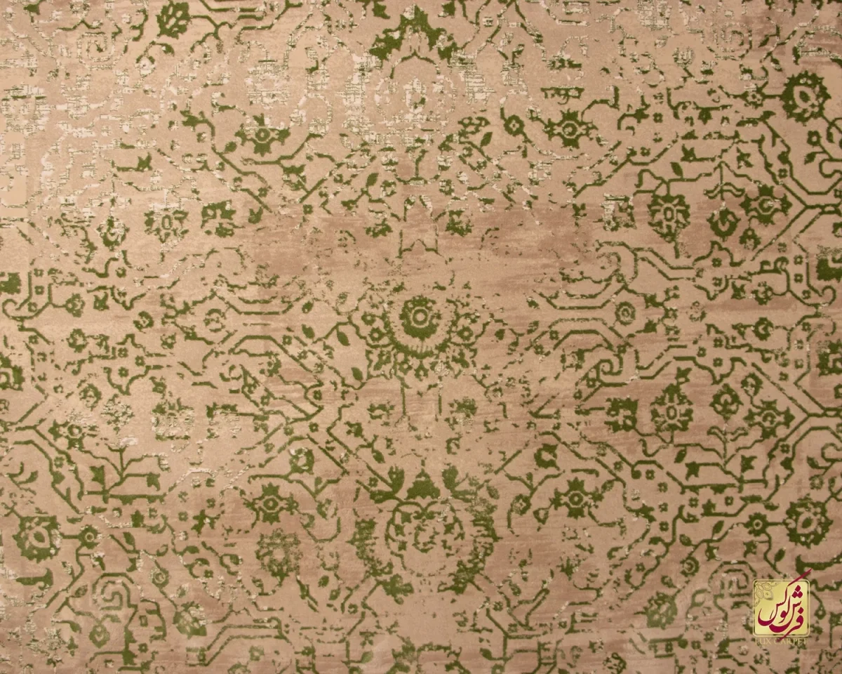 فرش وینتیج 3050 نسکافه‌ای سبز - تصویر 3
