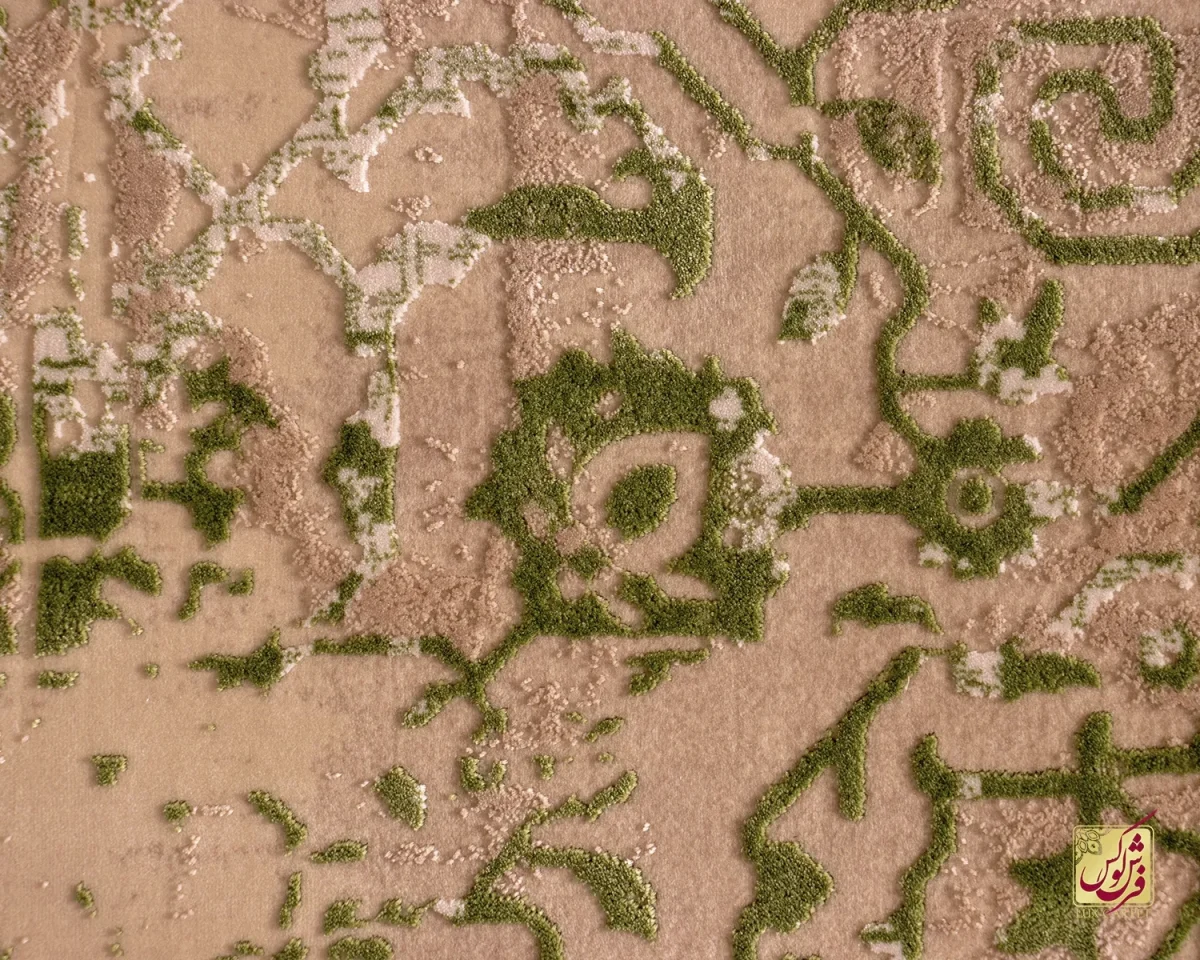 فرش وینتیج 3050 نسکافه‌ای سبز - تصویر 8