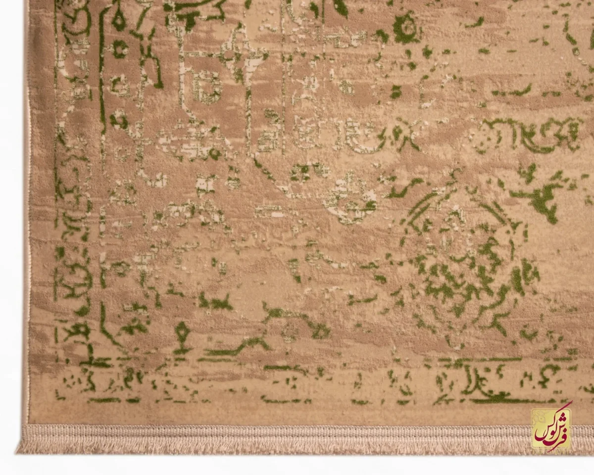 فرش وینتیج 3050 نسکافه‌ای سبز - تصویر 5