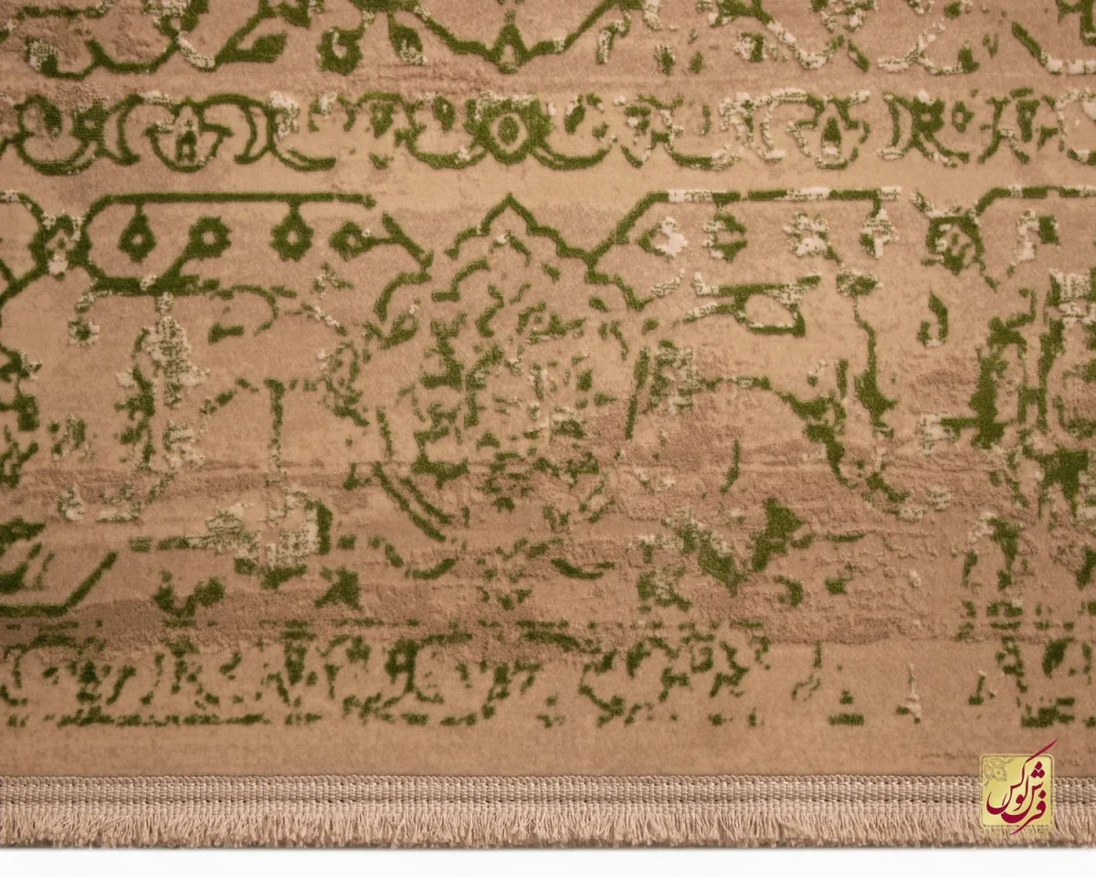 فرش وینتیج 3050 نسکافه‌ای سبز - تصویر 4