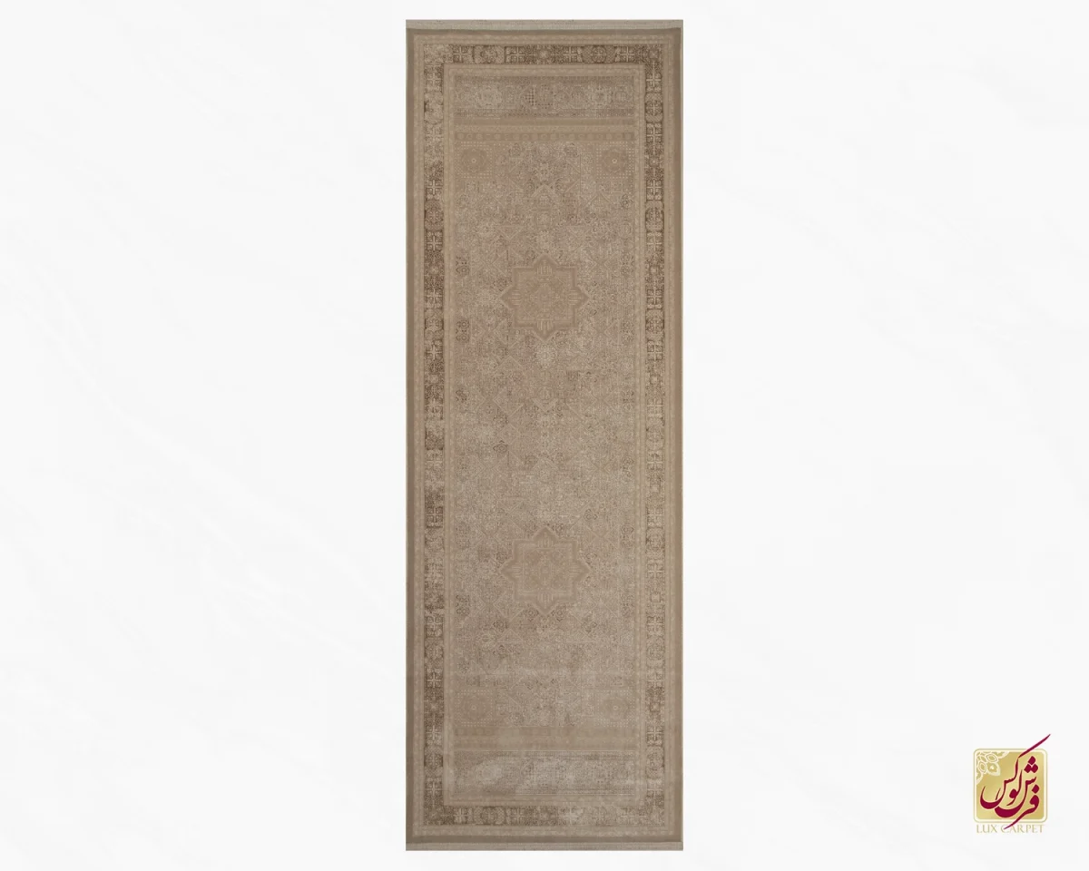 فرش کناره وینتیج 3065 نسکافه‌ای کرم - تصویر 2