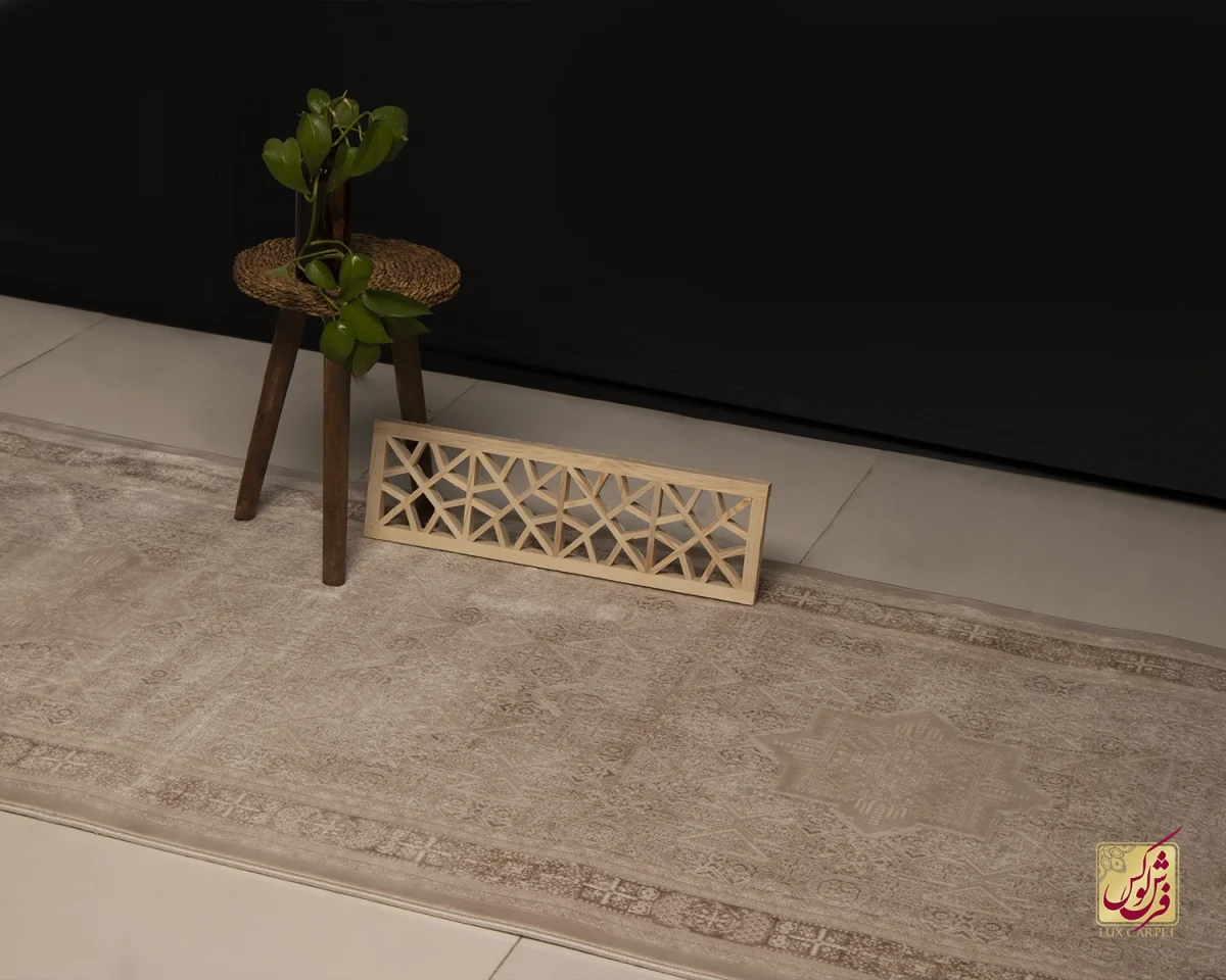 فرش کناره وینتیج 3065 نسکافه‌ای کرم - تصویر 1