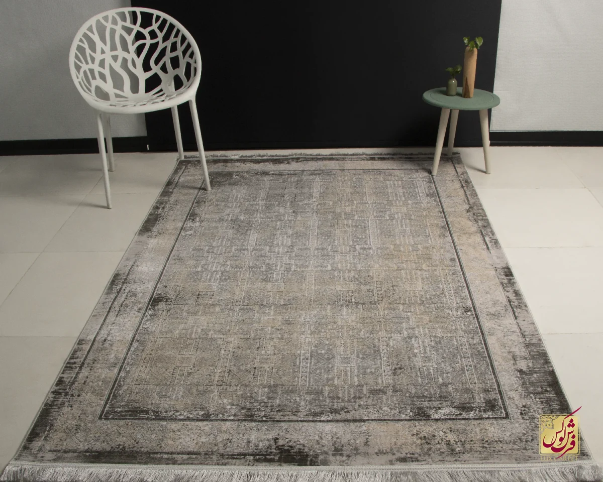 فرش وینتیج HBV 528 طوسی ذغالی - تصویر 1