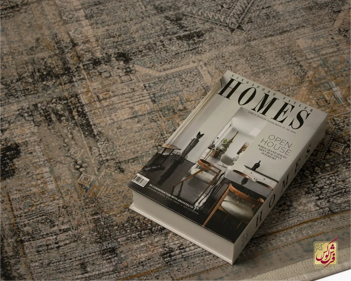 فرش کناره وینتیج 536 طوسی آجری - تصویر 5