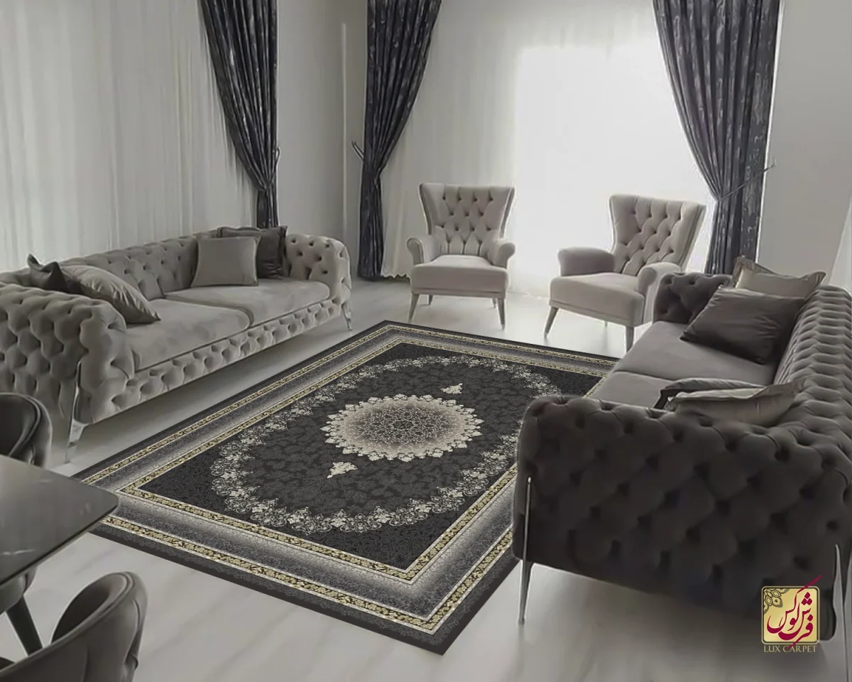 فرش کلاسیک 6016 ذغالی - تصویر 1