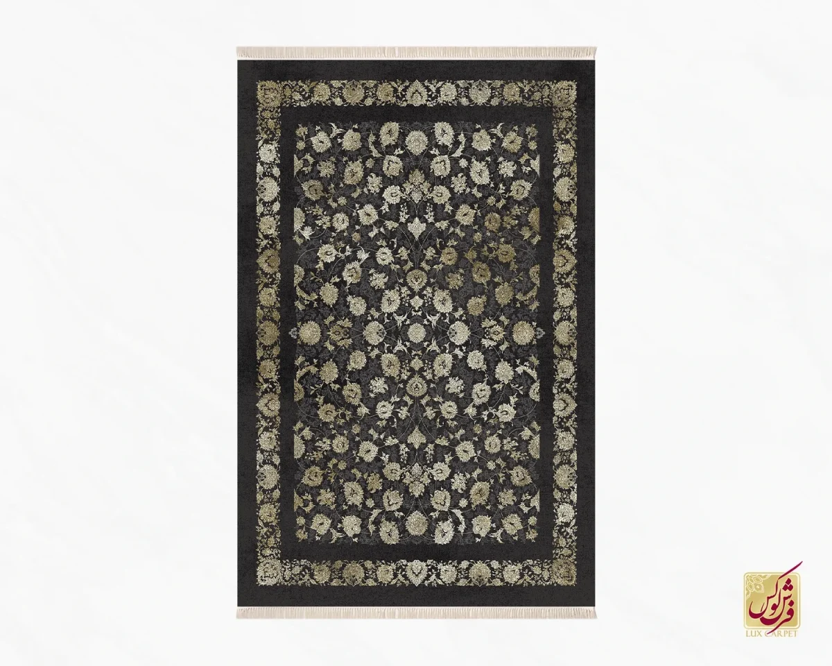 فرش وینتیج 6018 ذغالی طلایی - تصویر 2