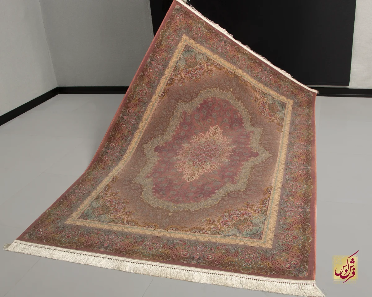 فرش ابریشم ماشینی 701145 گلبهی - تصویر 14