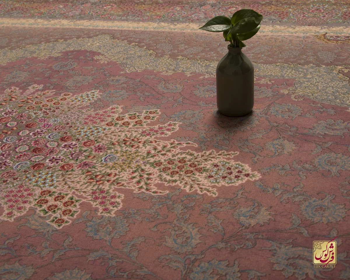 فرش ابریشم ماشینی 701145 گلبهی - تصویر 16