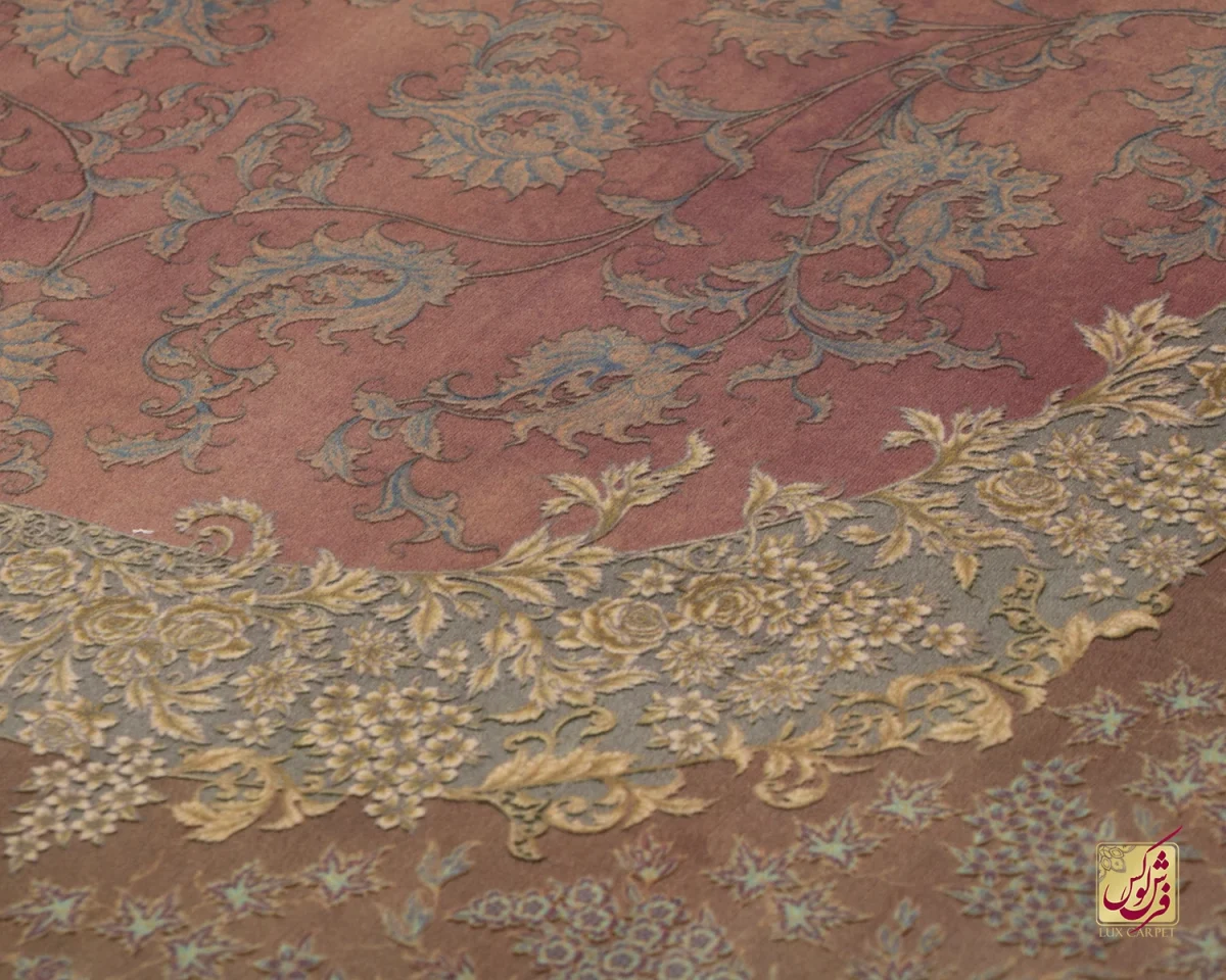فرش ابریشم ماشینی 701145 گلبهی - تصویر 8