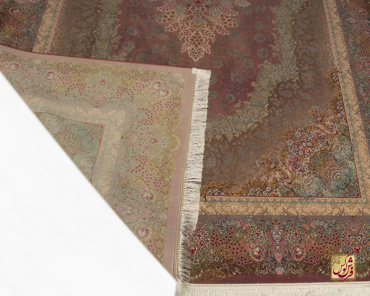 فرش ابریشم ماشینی 701145 گلبهی - تصویر 10
