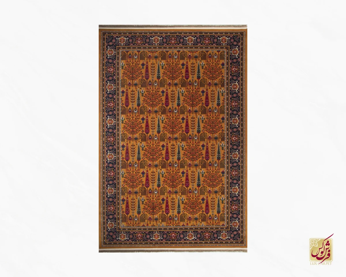 فرش  کلاسیک 7017 طلایی سرمه‌ای - تصویر 2