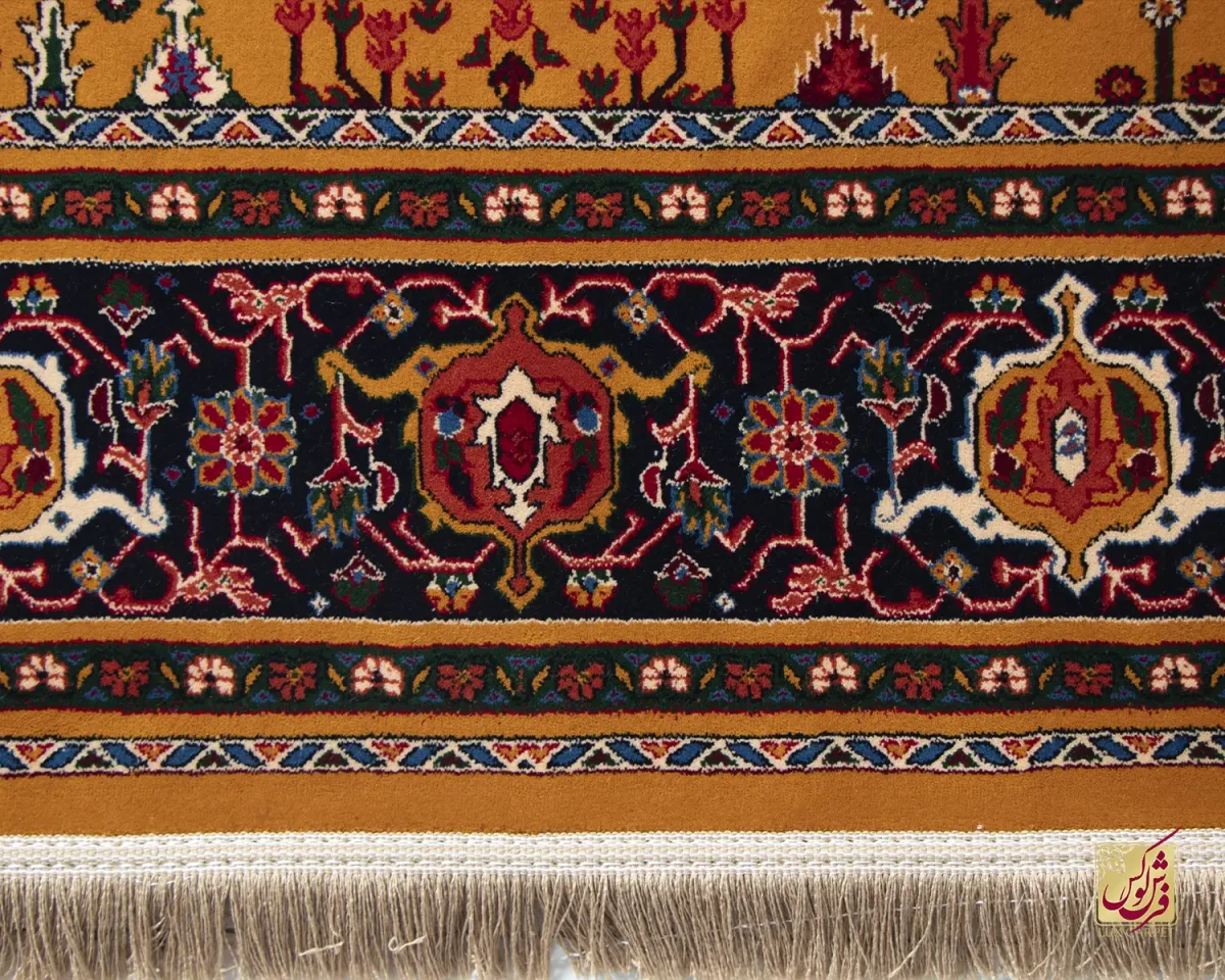 فرش  کلاسیک 7017 طلایی سرمه‌ای - تصویر 4