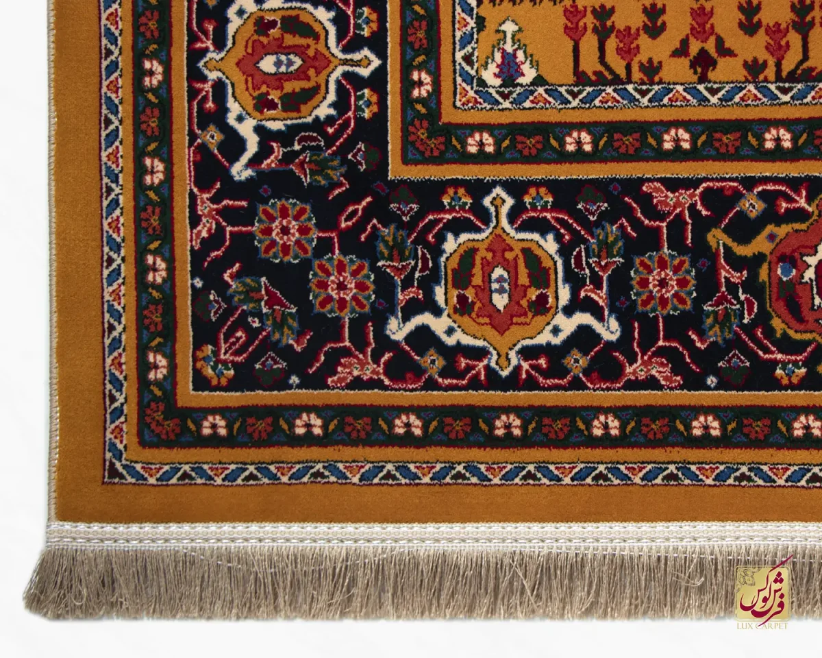 فرش  کلاسیک 7017 طلایی سرمه‌ای - تصویر 5