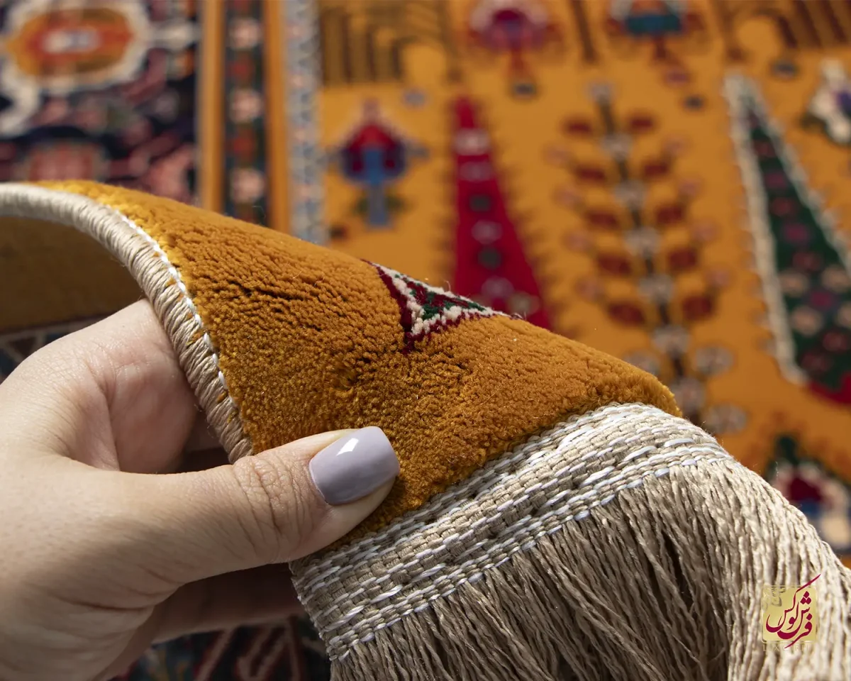 فرش  کلاسیک 7017 طلایی سرمه‌ای - تصویر 6