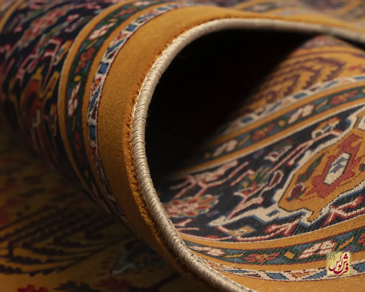 فرش  کلاسیک 7017 طلایی سرمه‌ای - تصویر 8