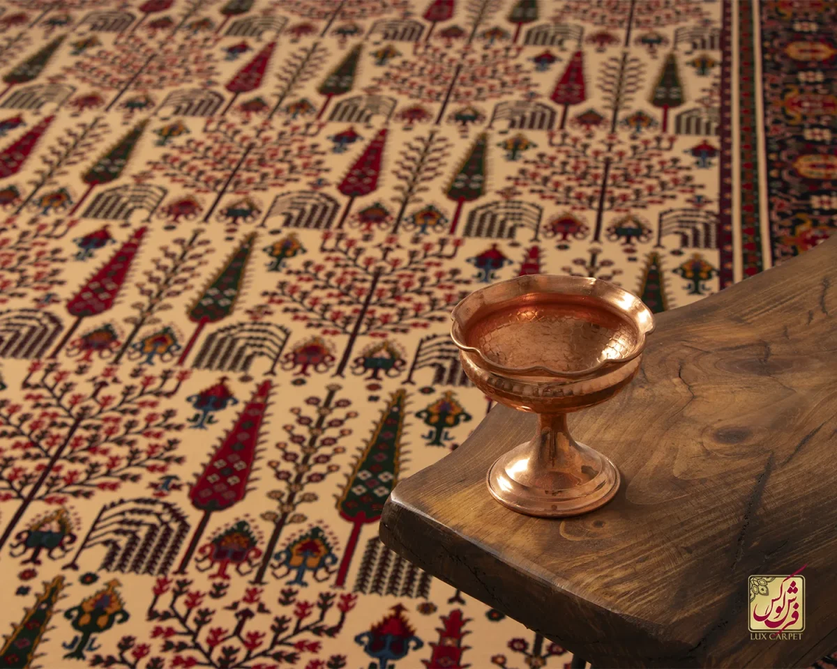 فرش کلاسیک 7017 نخودی سرمه‌ای - تصویر 9