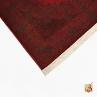 فرش ابریشم ماشینی 702440 قرمز زغالی - Image 7
