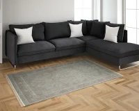 فرش ابریشم ماشینی 702550 فیروزه‌ای طلایی - Image 13