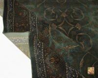 فرش ابریشم ماشینی 702556 سبز طلایی - Image 2