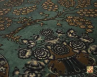 فرش ابریشم ماشینی 702556 سبز طلایی - Image 7