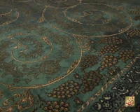 فرش ابریشم ماشینی 702556 سبز طلایی - Image 8