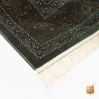 فرش ابریشم ماشینی 702556 سبز طلایی - Image 10