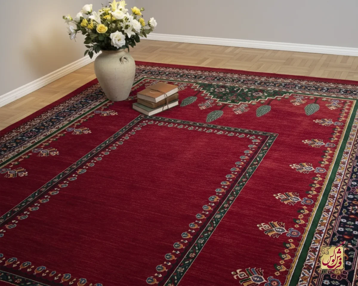 فرش وینتیج 7027 لاکی سبز - تصویر 1