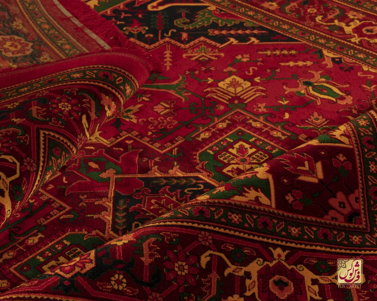 فرش ابریشم ماشینی 7055 لاکی - تصویر 4