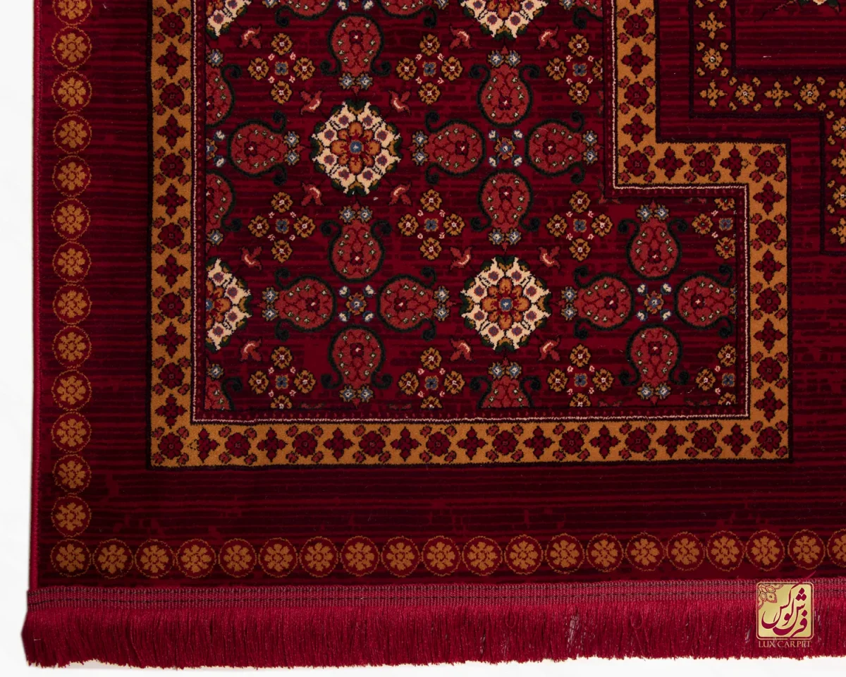 فرش ابریشم ماشینی 7058 لاکی - تصویر 3