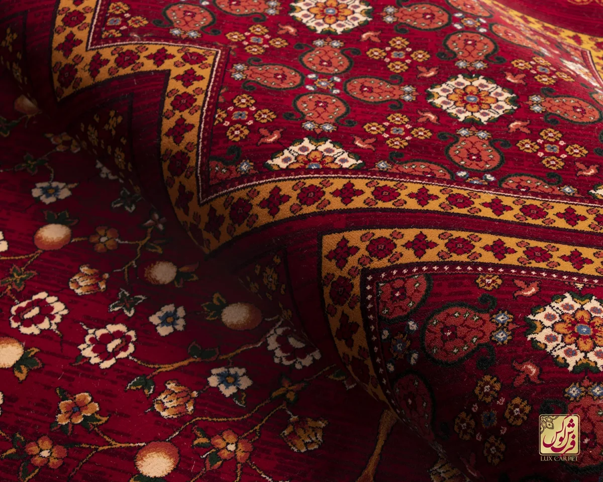 فرش ابریشم ماشینی 7058 لاکی - تصویر 6