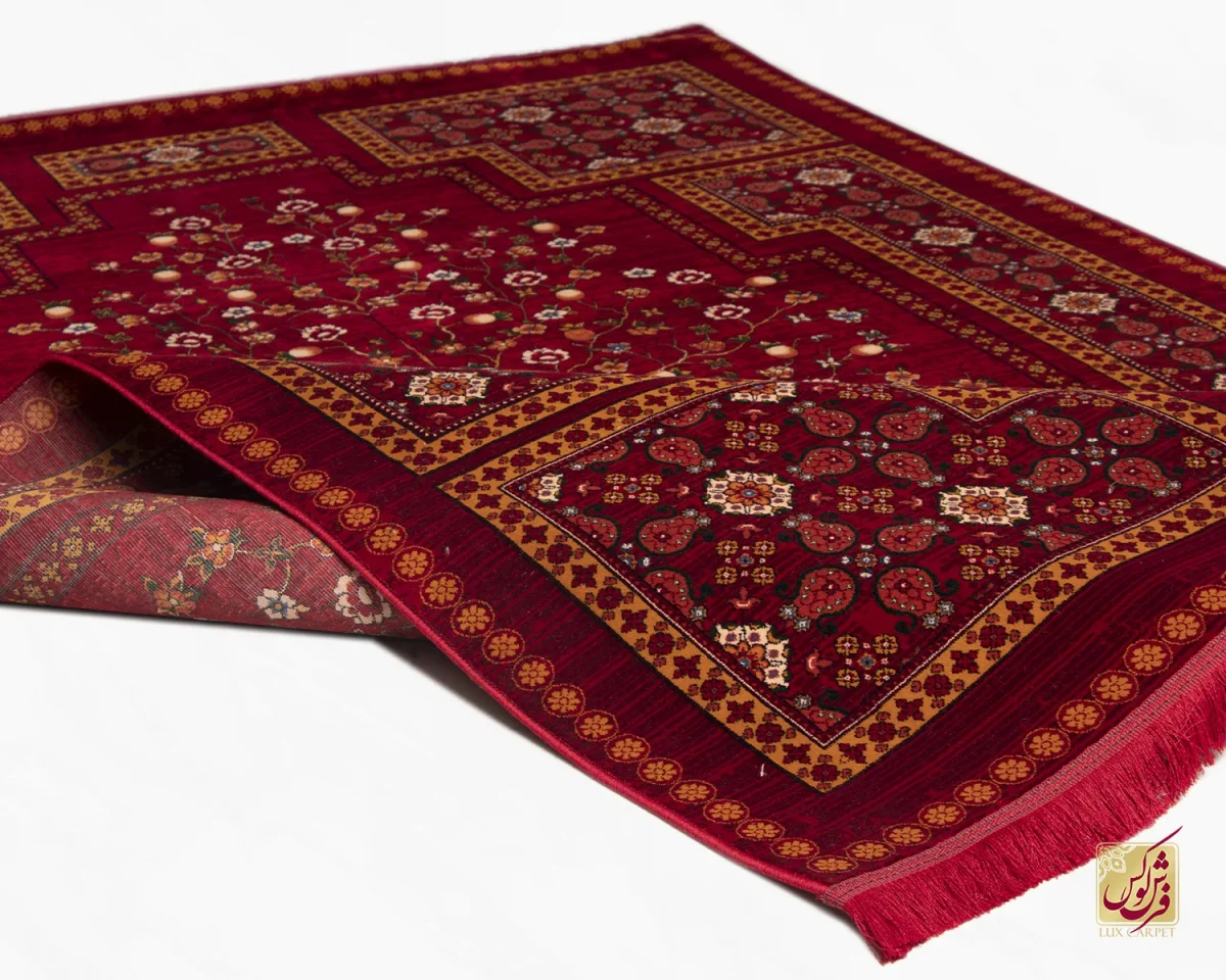 فرش ابریشم ماشینی 7058 لاکی - تصویر 7