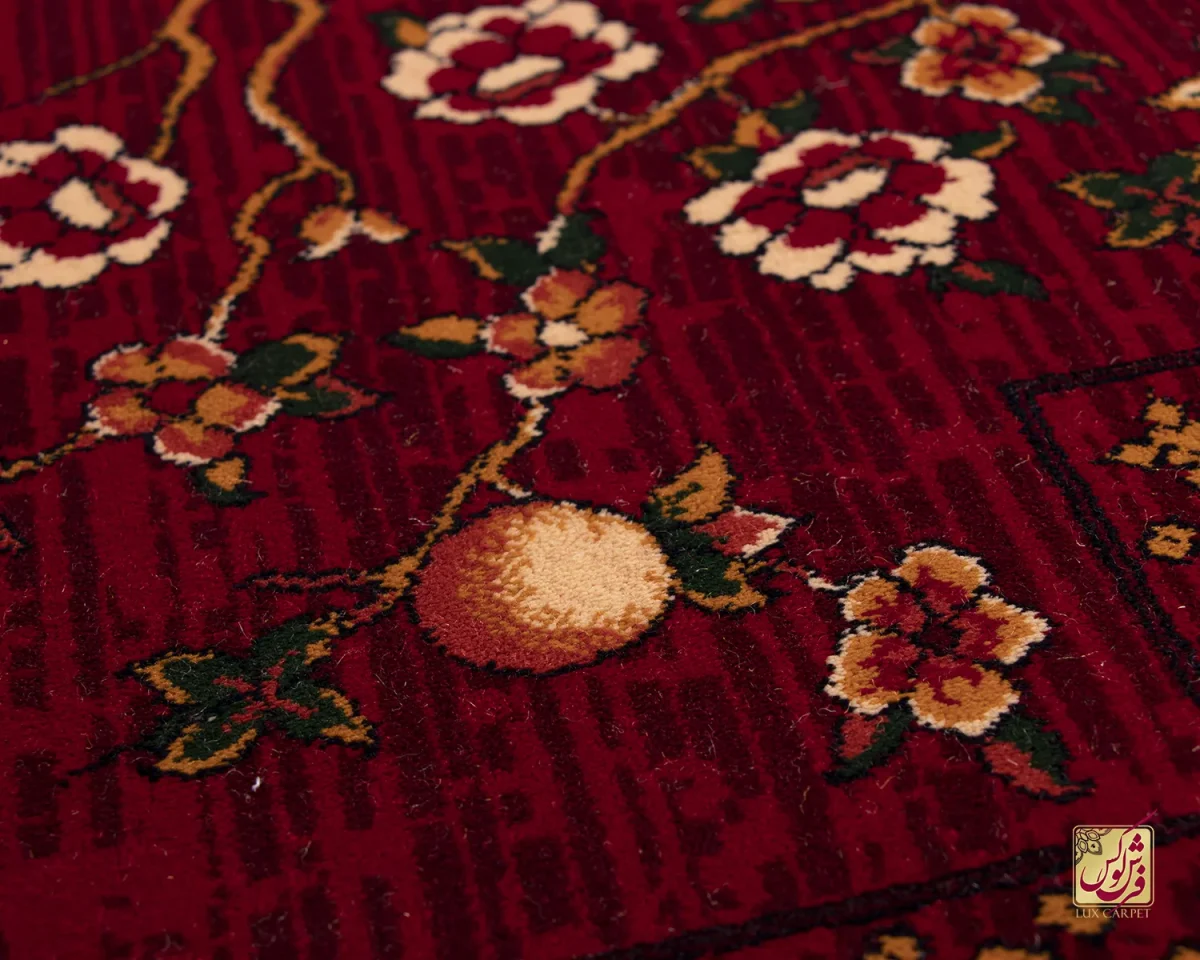 فرش ابریشم ماشینی 7058 لاکی - تصویر 8