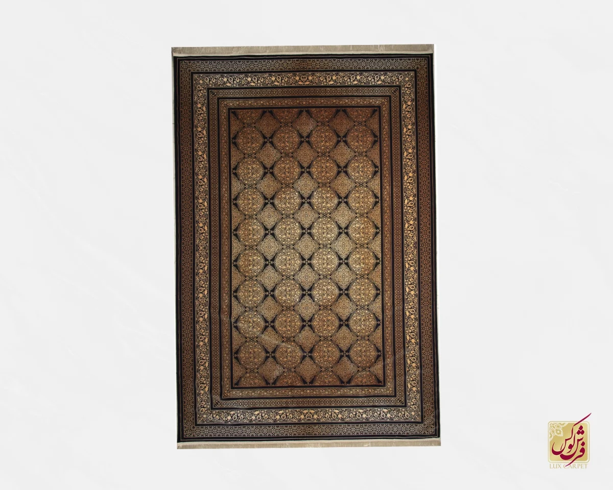 فرش وینتیج 711301 مشکی طلایی - تصویر 1