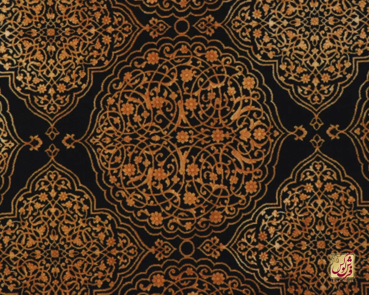 فرش وینتیج 711301 مشکی طلایی - تصویر 3