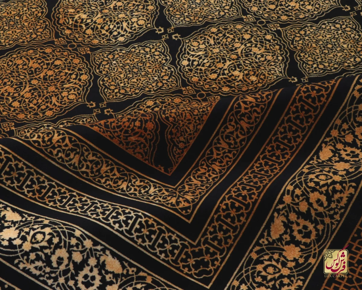 فرش وینتیج 711301 مشکی طلایی - تصویر 2